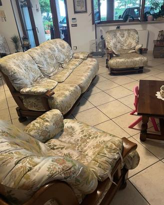 Divano e due poltrone vintage stile country chic