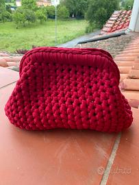 Borsa clutch bordeaux handmade all’uncinetto