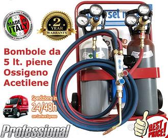 Bombole saldatura autogena 5 lt ossigeno acetilene