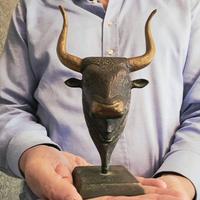 SCULTURA D'EPOCA BRONZO TESTA DI TORO