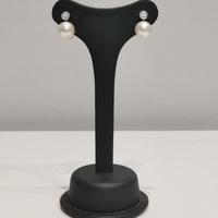 Orecchini oro bianco e giallo con perle e diamanti