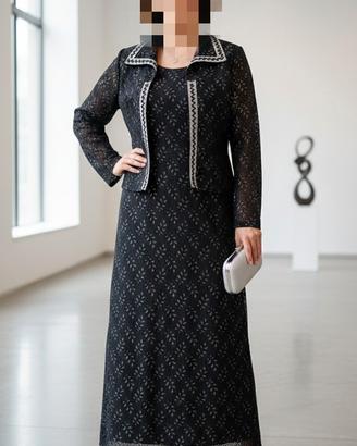 Completo Vintage Helanca pizzo nero, paillettes e 