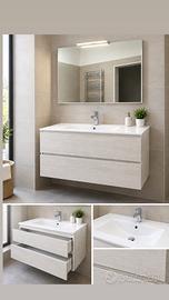 Mobile bagno legno NUOVO bianco legno con specchio