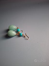 orecchini pendenti in amazzonite blu, turchesi  mo