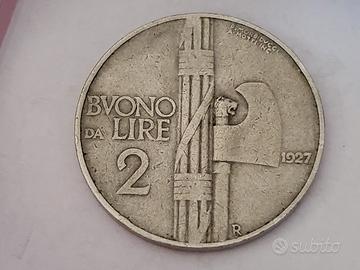VITTORIO EMANUELE III - 2 LIRE “BUONO” 1927 RR