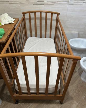 Lettino Culla per Bambini in Legno con Materasso