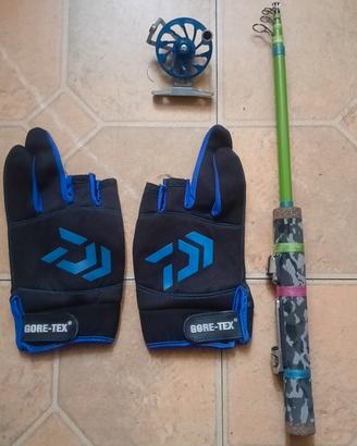 Canna Mulinello Guanti Daiwa Nuovi da pesca