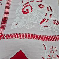 antico lenzuola misto lino ricamato a mano