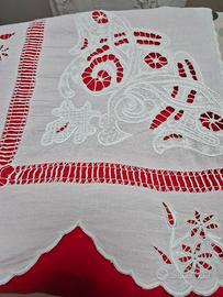 antico lenzuola misto lino ricamato a mano
