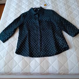 Camicia nera a pois bianchi donna