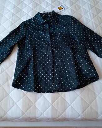 Camicia nera a pois bianchi donna