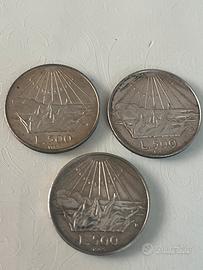 3 Monete 500 Lire argento Dante Alighieri 1965