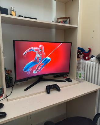 Schermo samsung 2k curvo, ottimizzato per gaming