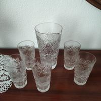 Set 5 Bicchieri in Cristallo di Boemia e 1 Caraffa