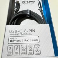 Cavo ricarica cellulare USB C - 8 pin - Iphone