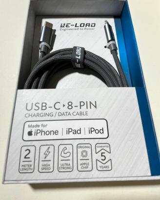 Cavo ricarica cellulare USB C - 8 pin - Iphone