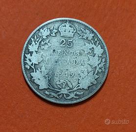 25 cents canada 1919 in argento