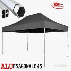 Gazebo 3x3 CERTIFICATO nero alluminio tetto PVC