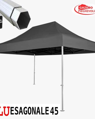 Gazebo 3x3 CERTIFICATO nero alluminio tetto PVC