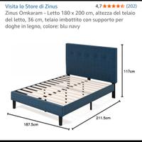 struttura letto matrimoniale 180x200 blu zinus new