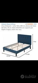 struttura letto matrimoniale 180x200 blu zinus new