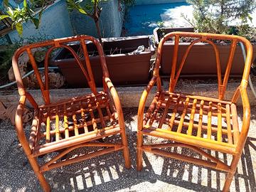Poltrone vintage in bambù e rattan anni '70