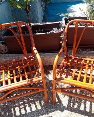 Poltrone vintage in bambù e rattan anni '70