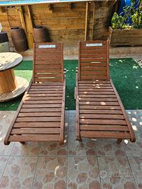 2 lettini in legno per giardino