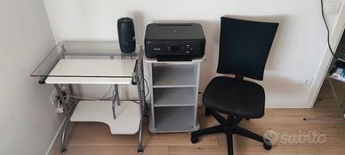 Tavolino porta PC+ mobile stampante + sedia