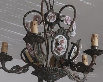 Lampadario in bronzo vintage anni 50 FBAI