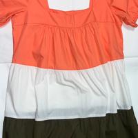 Vestito corto pesca-bianco-verde militare