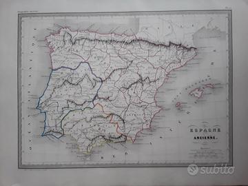 Carta geografica metà Ottocento