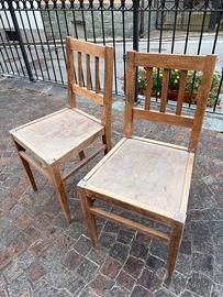 Coppia di Sedie Rustiche in Legno Massello