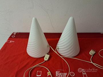 2 lampade  coniche in vetro  di  murano  anni  70