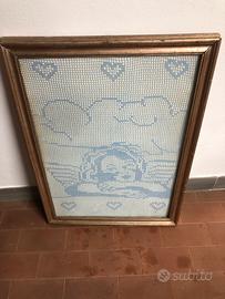 Quadro con angelo ricamato