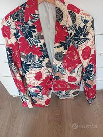 giacca blazer uomo fiori rossi