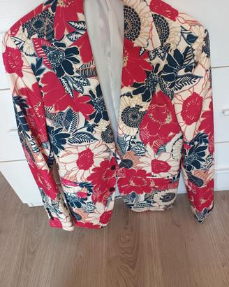 giacca blazer uomo fiori rossi