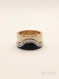 Anello oro 18KT con smalti e diamanti, FOPE.