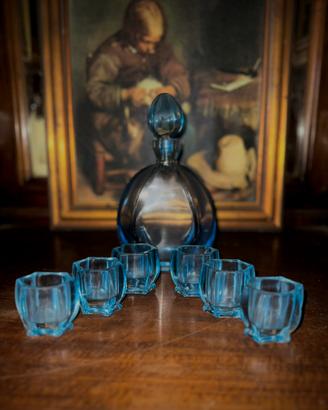Set amaro in vetro azzurro