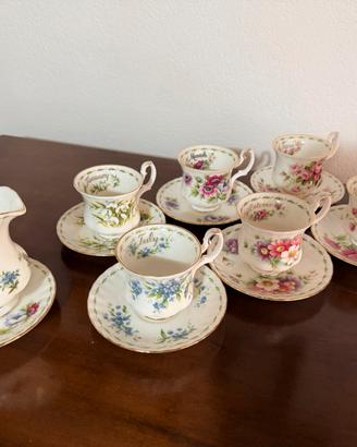 Royal Albert Flower of Month - 6 tazze e lattiera