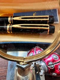 Waterman Man 100 rara parure lacca nera ed oro