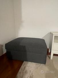 Pouf contenitore grigio di tessuto e legno