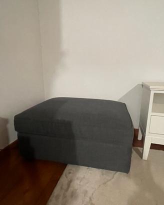 Pouf contenitore grigio di tessuto e legno