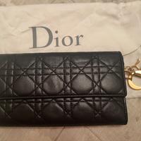 Portafoglio donna Dior pelle agnello Cannage nera