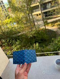 portafoglio modello simil goyard -blu elettrico