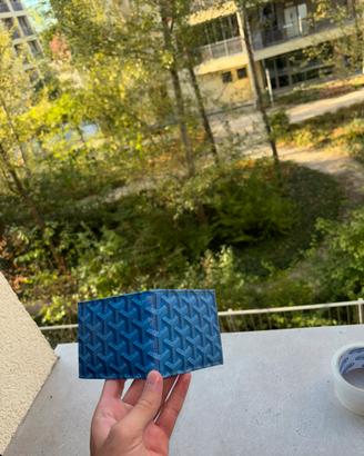 portafoglio modello simil goyard -blu elettrico