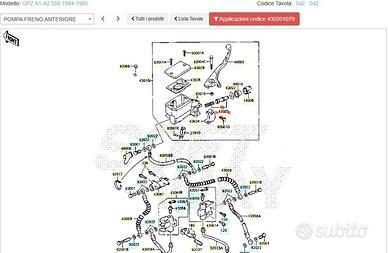 Pistoncino pompa freno ant Kawasaki GPZ550 4302010