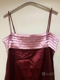 Abito longuette bordeaux e rosa