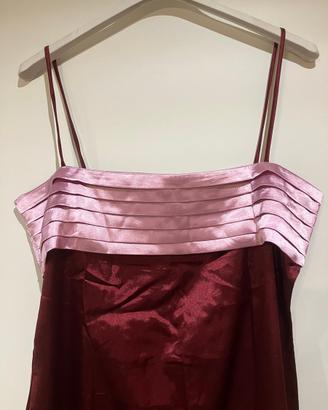 Abito longuette bordeaux e rosa