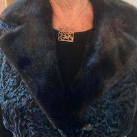 Pelliccia persiano Astrakan con collo in visone